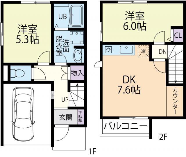 GENTRY III番館(2DK/1階)の間取り写真