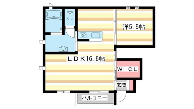 フローラあすか(1LDK/1階)の間取り写真