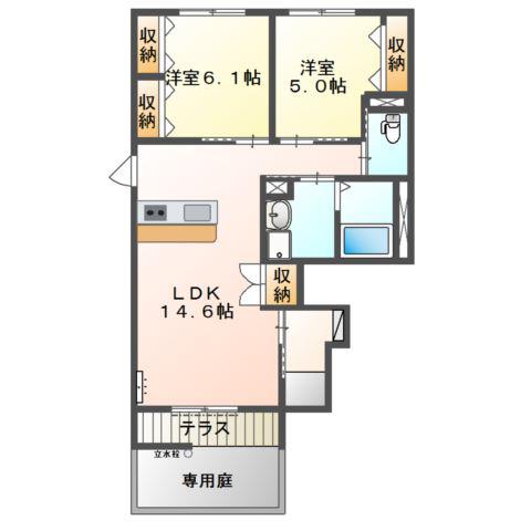 コンフォートフォレスト(2LDK/1階)の間取り写真