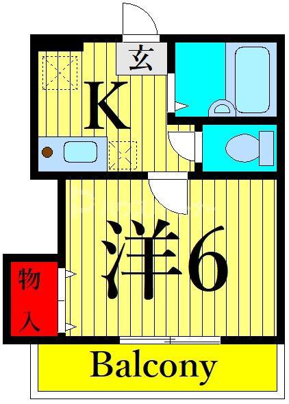 中道ハイツ(1K/1階)の間取り写真