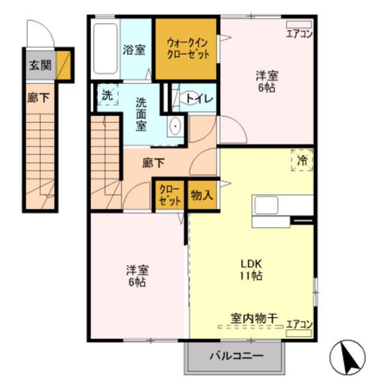 コンフォート(2LDK/2階)の間取り写真