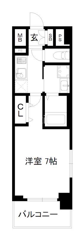 ベラジオ雅び烏丸十条(1K/4階)の間取り写真