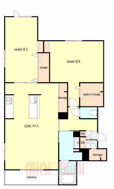 グレイス神戸住吉(2LDK/1階)の間取り写真