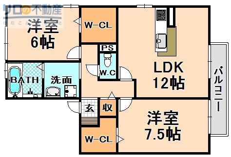 ウィスタリア瑞穂(2LDK/2階)の間取り写真