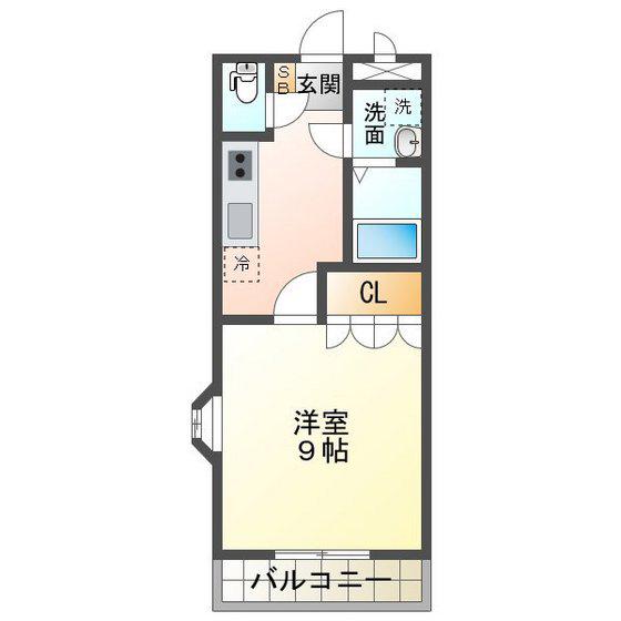 メルヴェール(1K/2階)の間取り写真