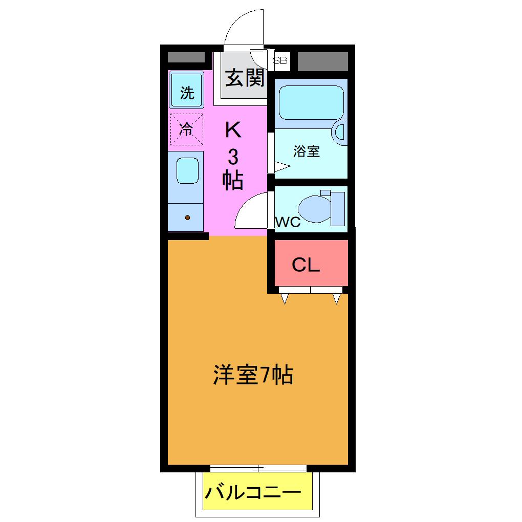 メゾンパティオB(ワンルーム/1階)の間取り写真