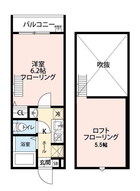 ノルデスタ小金井(1K/2階)の間取り写真