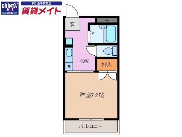 グランパスIII(1K/1階)の間取り写真