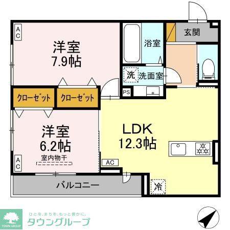 D-ROOM君塚IA(2LDK/2階)の間取り写真