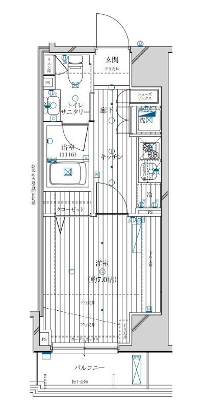 スプレスター上野根岸 10F(1K/10階)の間取り写真