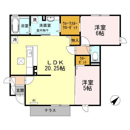 エアユール(2LDK/1階)の間取り写真