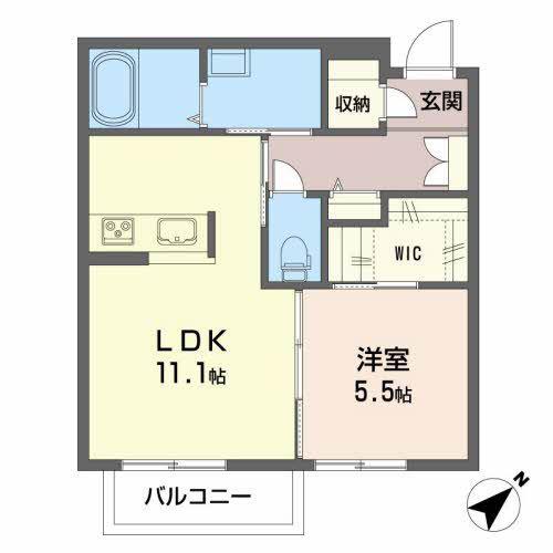 ビバリーコート(1LDK/2階)の間取り写真