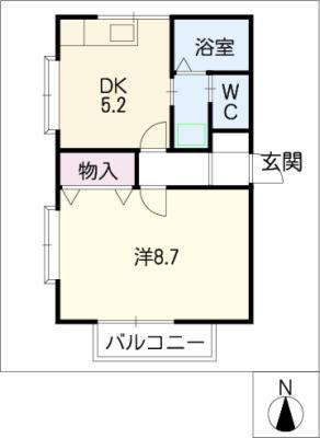 エステート松崎D(1DK/1階)の間取り写真