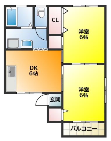 セジュールLEE(2DK/1階)の間取り写真