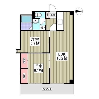 ハウズマンション 402(2LDK/4階)の間取り写真