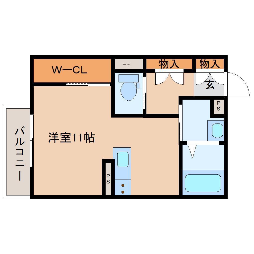 渡橋シャーメゾン(ワンルーム/1階)の間取り写真