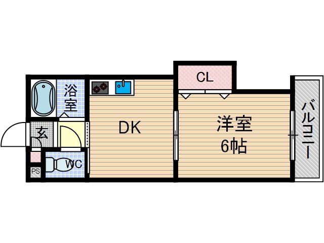 コーポ平尾(1DK/3階)の間取り写真