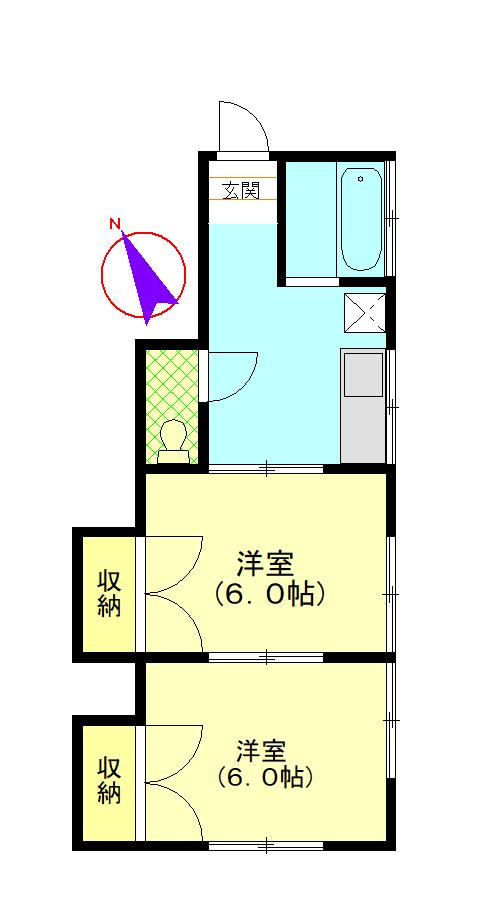 コーポ柳田(2K/1階)の間取り写真