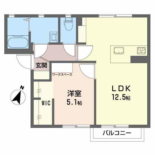 ＪＲ越後線 新潟大学前駅 徒歩17分 2階建 築24年(1LDK/2階)の間取り写真
