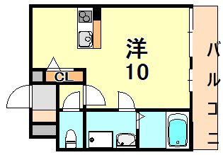 VILLA HIRAISO(ワンルーム/2階)の間取り写真