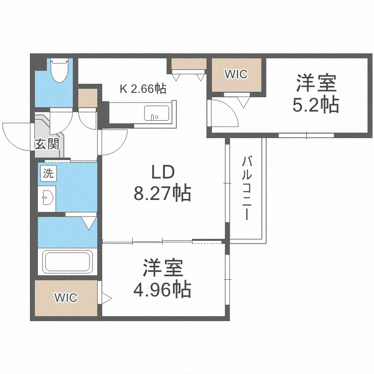 SーRESIDENCE琴似4条(2LDK/4階)の間取り写真