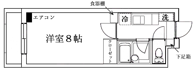 スカイハイム諏訪川原(1K/2階)の間取り写真