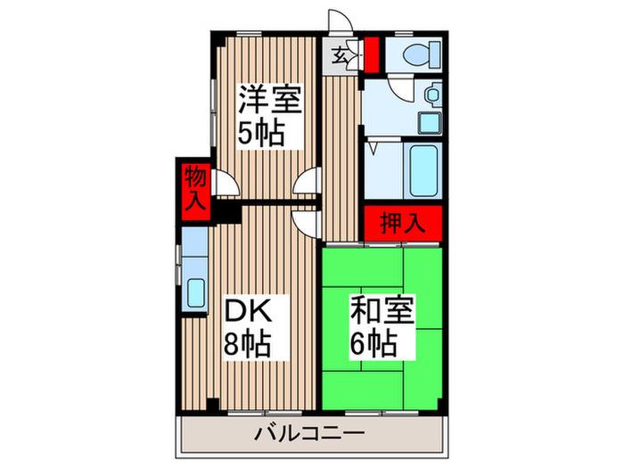 ファミール菜穂II(2DK/1階)の間取り写真