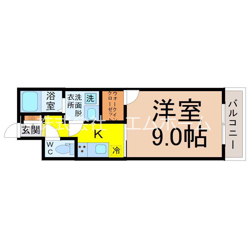 PERLE BLANC南荒子 (1K/2階)の間取り写真