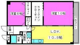 ルミエール板付(2LDK/3階)の間取り写真