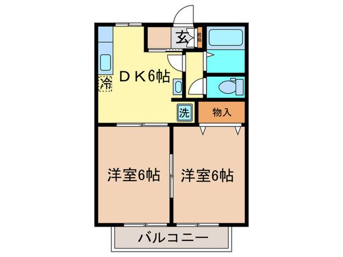 コーポ大ヶ谷戸(2DK/1階)の間取り写真