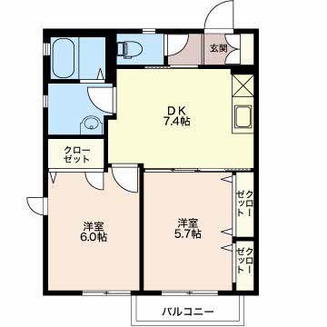 ザ・シャープ(2DK/2階)の間取り写真