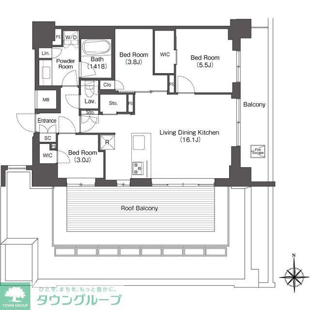 コンフォリア東新宿(3LDK/14階)の間取り写真