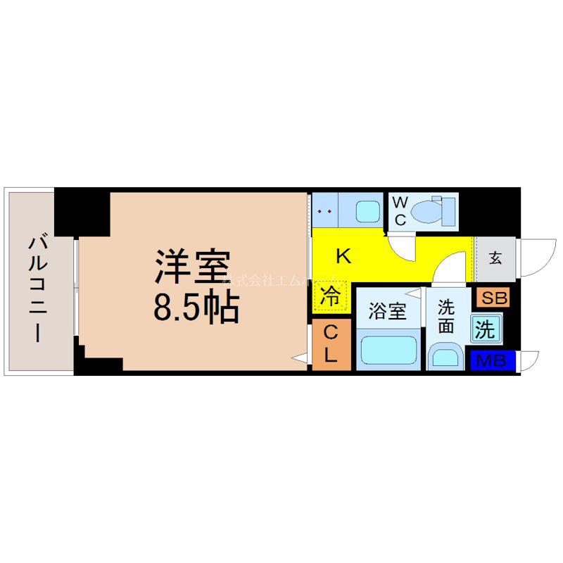S-RESIDENCE平安通(1K/2階)の間取り写真
