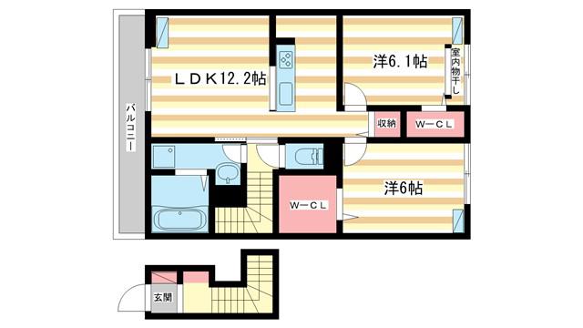 グランヴェール西の京(2LDK/2階)の間取り写真