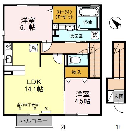 コーポラスイヅツ(2LDK/2階)の間取り写真