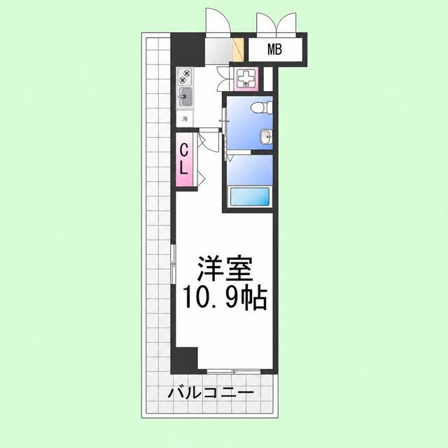 フェニックスレジデンス堺東(1K/11階)の間取り写真