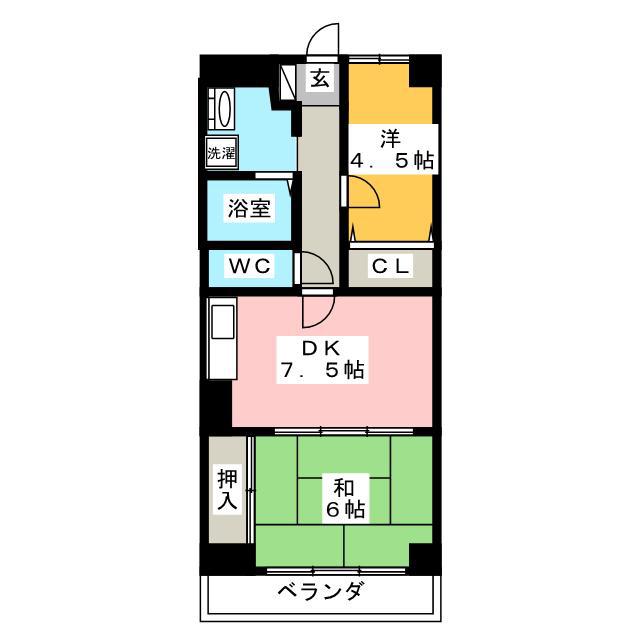 赤羽スカイハイツ(2DK/4階)の間取り写真