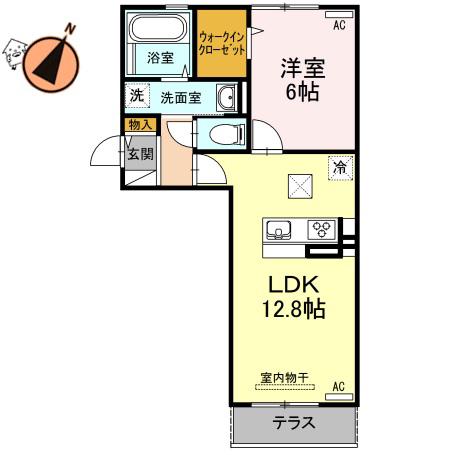 キャトルセゾン(1LDK/2階)の間取り写真
