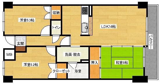 フォーラム牛田早稲田(3LDK/4階)の間取り写真