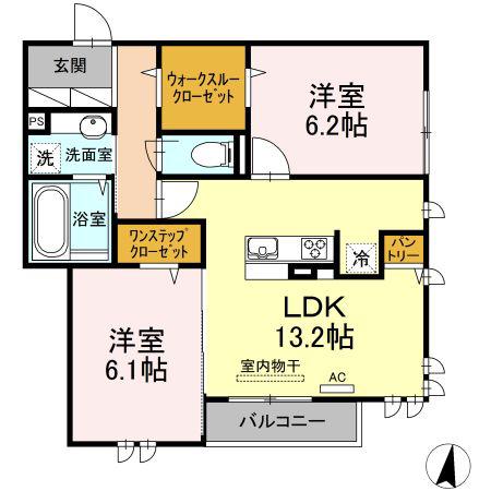 ブラン ノワール多摩(2LDK/3階)の間取り写真