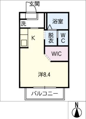 プリベール鶴舞(1K/2階)の間取り写真