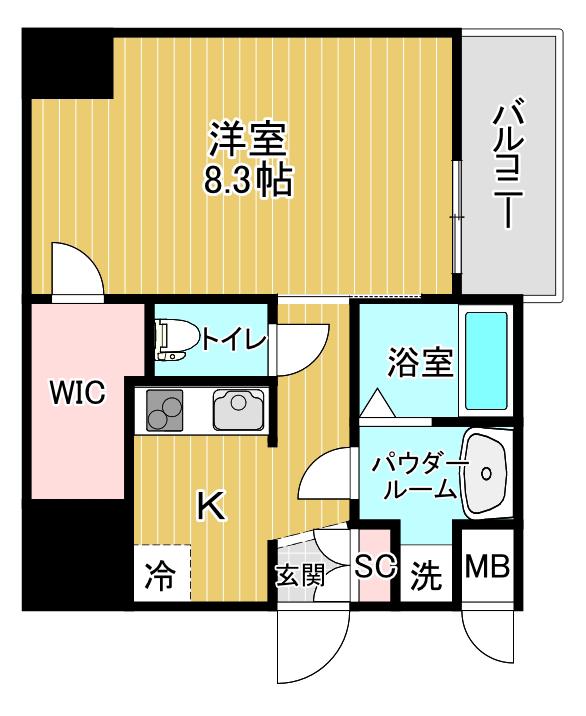 エスリード大阪城クローグ(1K/4階)の間取り写真