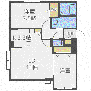 ローズ本通(2LDK/2階)の間取り写真
