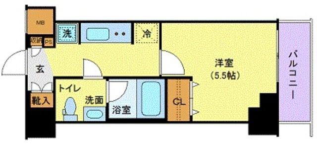 AZEST北千住(1K/8階)の間取り写真