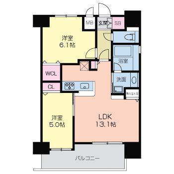 グラマシー京橋(2LDK/14階)の間取り写真