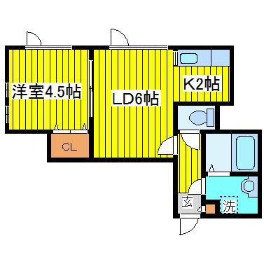 RT-III(1LDK/2階)の間取り写真