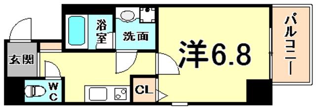 ディア甲子園口(1K/6階)の間取り写真