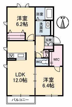 サウンド・ハムレット(2LDK/2階)の間取り写真