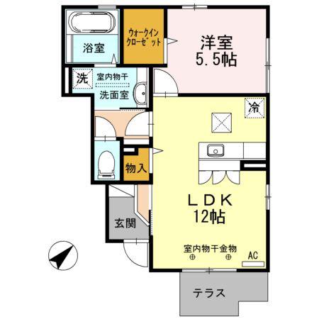 モンテ・ポルトIII(1LDK/1階)の間取り写真