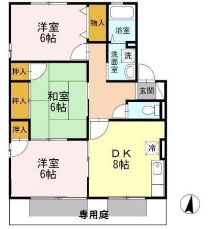 ヴァンベールHF(3DK/1階)の間取り写真